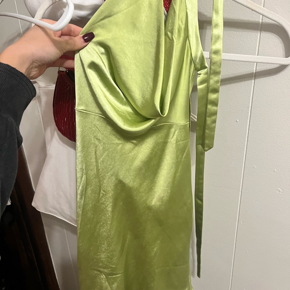 Beginning Boutique Audrey Green Halter Mini Dress - Picture 6 of 6